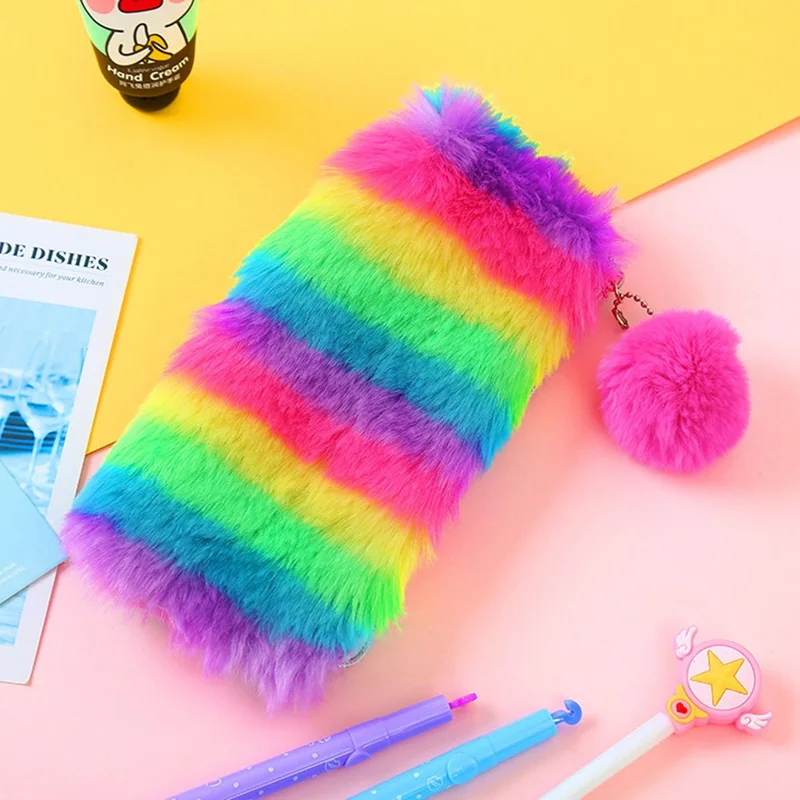 Korean Penal Cute Plush School Pencil Case Cosmetic Bag Rainbow for Girls Large Big Pen Bag Stationery Pouch Box Supplies
Korean Penal Cute Plush School Pencil Case Cosmetic Bag Rainbow for Girls Large Big Pen Bag Stationery Pouch Box Supplies