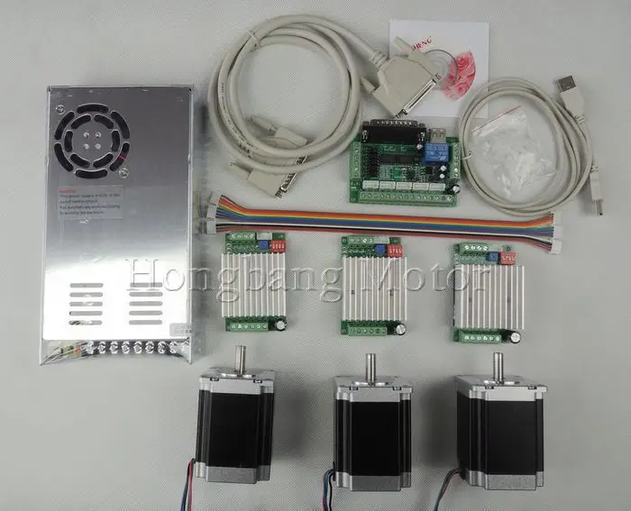 CNC Router Kit 3 Axis, 3pcs TB6600 4.5A stepper motor driver +3pcs Nema23 270 Oz-in motor+ 5 axis interface board+ power supply
CNC Router Kit 3 Axis, 3pcs TB6600 4.5A stepper motor driver +3pcs Nema23 270 Oz-in motor+ 5 axis interface board+ power supply