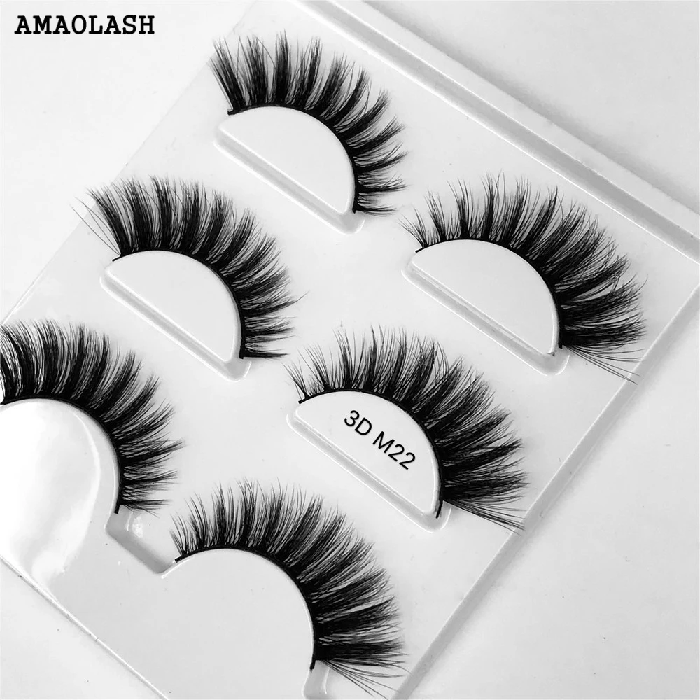 AMAOLASH 3 пары шелковых ресниц Накладные ресницы крестообразные толстые 3D норковые