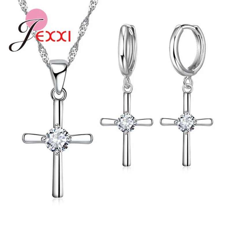 Free Shipping Simple Small Exquisite Cross 925 Sterling Silver Necklace Earring Jewelry Set For Women Wedding Gift
Free Shipping Simple Small Exquisite Cross 925 Sterling Silver Necklace Earring Jewelry Set For Women Wedding Gift