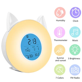 multi-function wake up light night light project LCD music FM radio 3 brightnress 7 colors alarm clock thermometer hygrometer
multi-function wake up light night light project LCD music FM radio 3 brightnress 7 colors alarm clock thermometer hygrometer