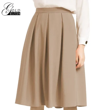 Gold Hands Oversize Women Knee-length Pleated Sweet Skirt Large Size Female Elegant Empire Solid Brief A-line Skirts Office Lady
Gold Hands Oversize Women Knee-length Pleated Sweet Skirt Large Size Female Elegant Empire Solid Brief A-line Skirts Office Lady