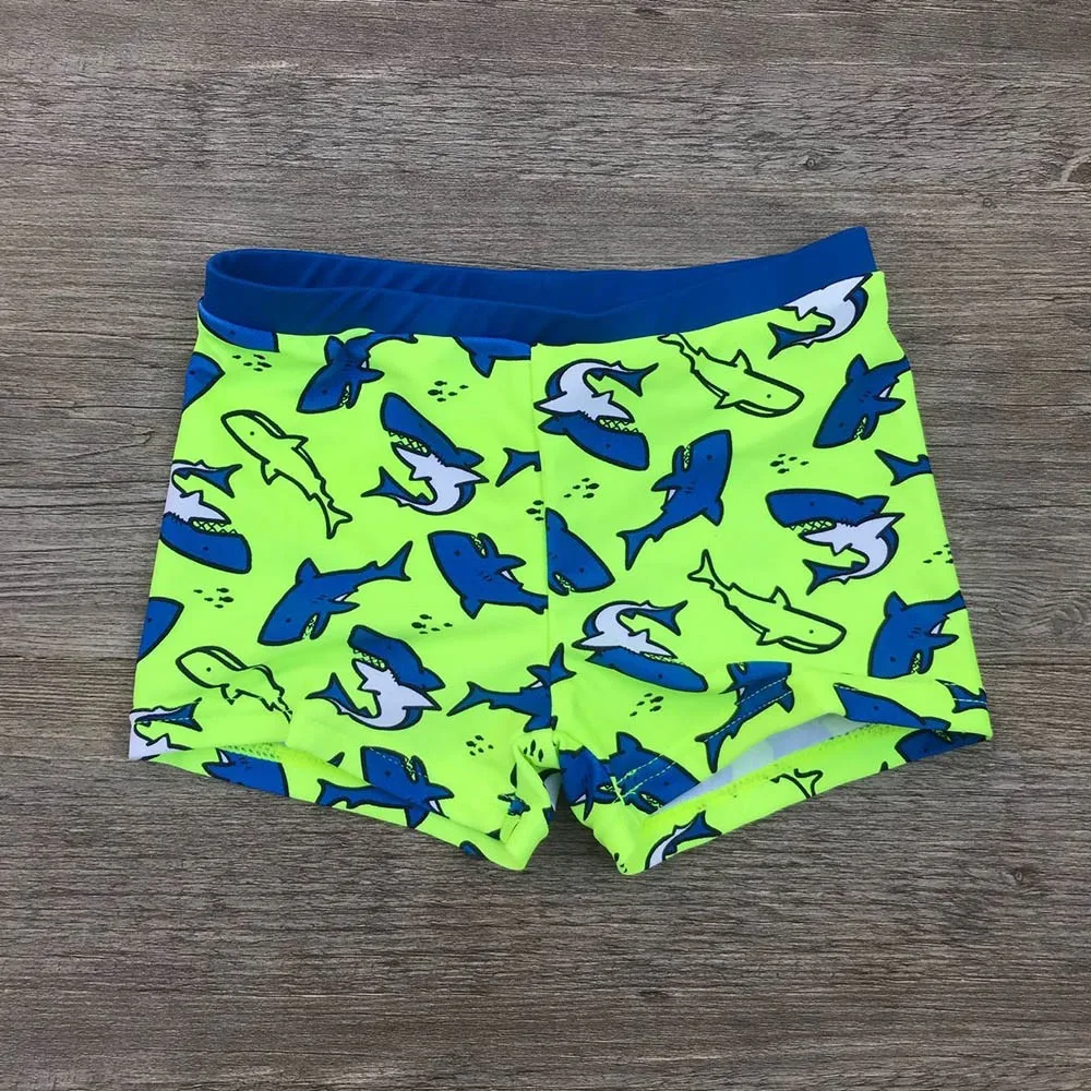 New Kid Children Boys Swimwear Swimsuit Shorts Beach Pool Water Shark Print Stretch Green Durable High Quality Dropship#0410 | Спорт и