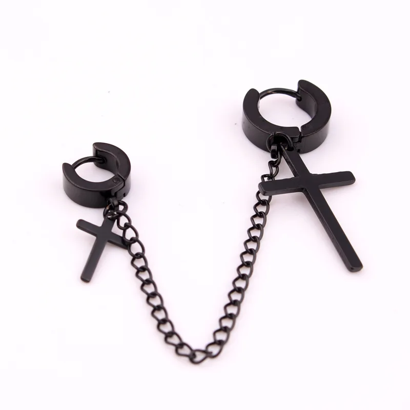 Fashion Men Women Cross Pendientes Silver Gold Black Titanium Steel Double Cross Long Chain Charm Hoop Huggie Earrings Jewelry
Fashion Men Women Cross Pendientes Silver Gold Black Titanium Steel Double Cross Long Chain Charm Hoop Huggie Earrings Jewelry