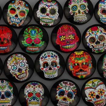 30 mm Photo Glass Cabochons, Skull Pattern Glass Sticker Cameo Set Handmade Bases Settings, 20pcs per package-C4747
30 mm Photo Glass Cabochons, Skull Pattern Glass Sticker Cameo Set Handmade Bases Settings, 20pcs per package-C4747