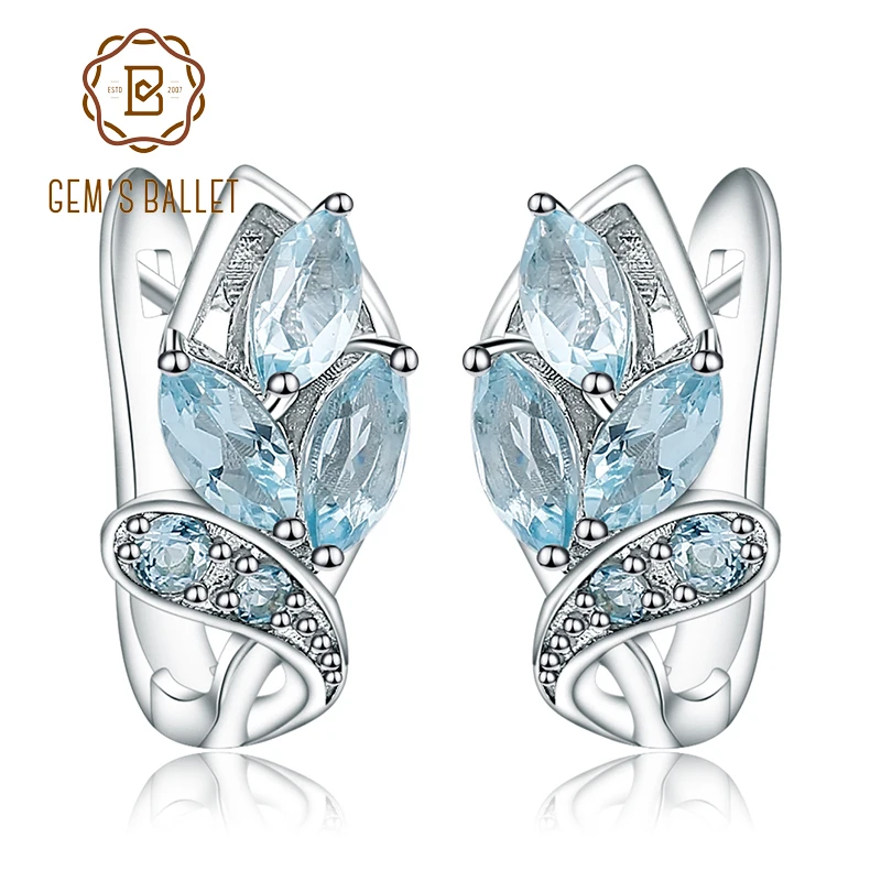 Gem's Ballet Round Natural Sky Blue Topaz Earrings Fine Jewelry Soild 925 Sterling Silver Earrings For Women Earring
Gem's Ballet Round Natural Sky Blue Topaz Earrings Fine Jewelry Soild 925 Sterling Silver Earrings For Women Earring