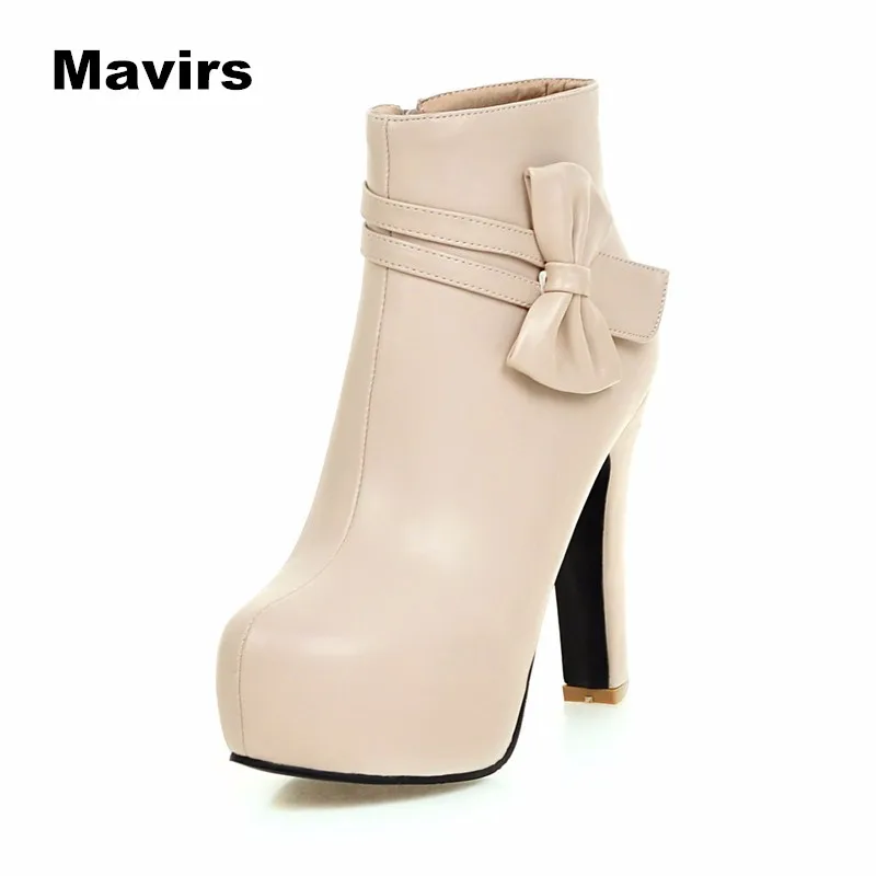 Mavirs Fashion women ladies girls students winter cold autumn winter snow casual zip bowtie platform high heels boots shoes
