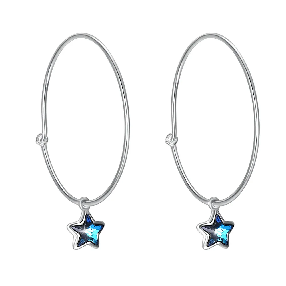 

Dress Up Girl Crystal Hoop Earrings Simple Circle Rhinesto Star Swarovski Element Earring Girlfriend Present Women Birthday Gift