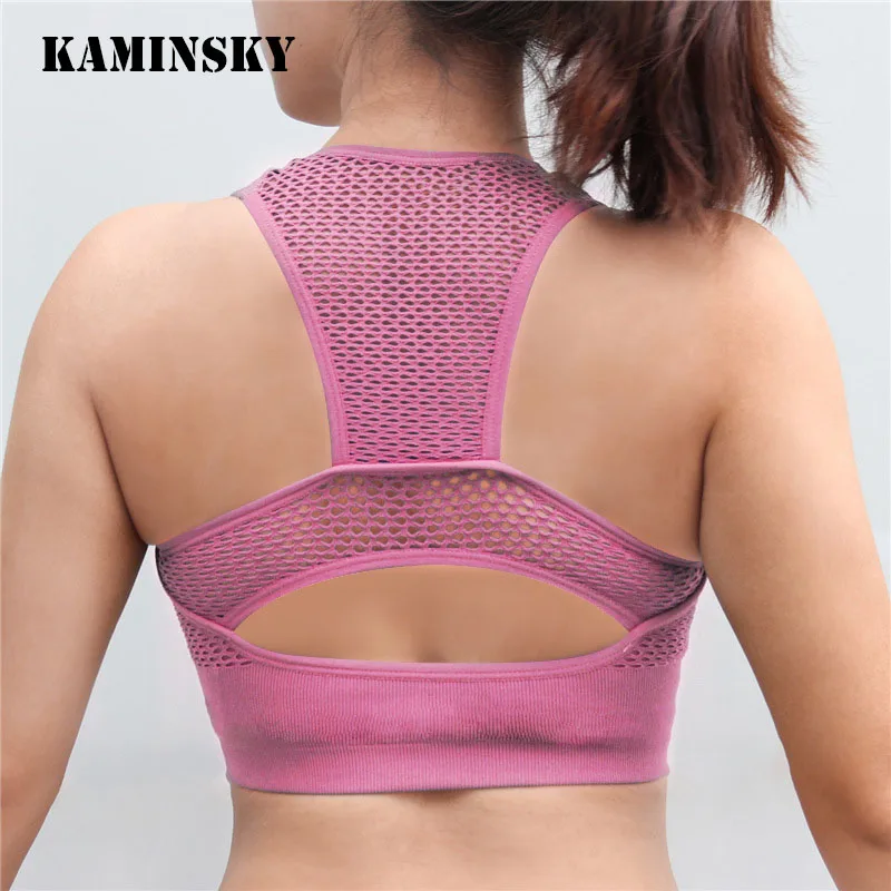 Kaminsky Women Bras Mesh Hollow Running Sporting Bra Fitness Gather Quick Drying Shakeproof Push Up Backless Tops 
Kaminsky Women Bras Mesh Hollow Running Sporting Bra Fitness Gather Quick Drying Shakeproof Push Up Backless Tops