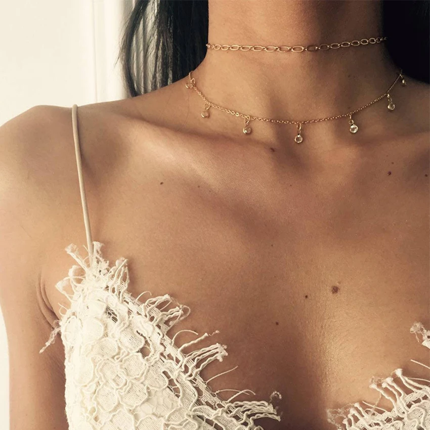 Multi Layer Gold Color Crystal Chain Necklaces For Women Chocker Necklace Simple Chokers Jewelry Collier Femme collar
Multi Layer Gold Color Crystal Chain Necklaces For Women Chocker Necklace Simple Chokers Jewelry Collier Femme collar