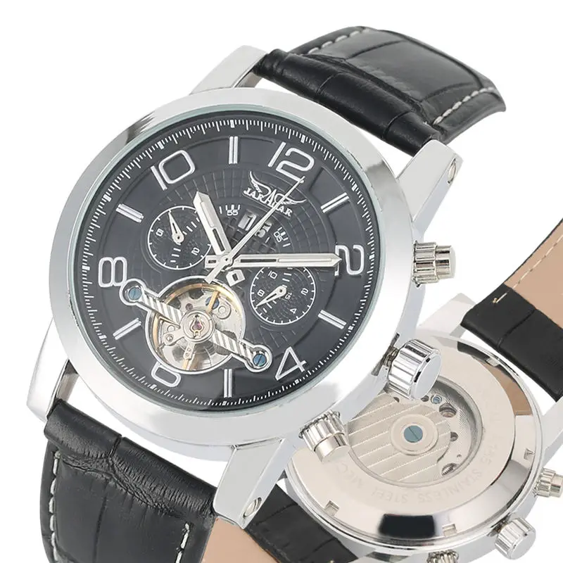 Men Mechanical Watches Automatic Calendar Function Skeleton Watch Black Dial Leather Strap Skeleton Clock Men rejor
Men Mechanical Watches Automatic Calendar Function Skeleton Watch Black Dial Leather Strap Skeleton Clock Men rejor