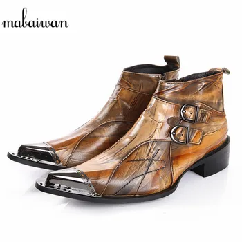 Mabaiwan Brown Genuine Leather Men Shoes Autumn Snow Ankle Boots Slipper Metal Pointed Toe Shoes Men Flats Military Cowboy Boots
Mabaiwan Brown Genuine Leather Men Shoes Autumn Snow Ankle Boots Slipper Metal Pointed Toe Shoes Men Flats Military Cowboy Boots