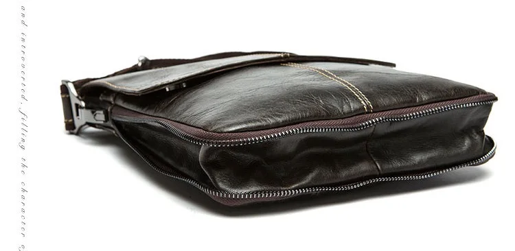 MJ Genuine Leather Male Bags High Capacity Real Leather Men's Messenger Bag Solid Crossbody Shoulder Handbag for Men Vertical (15)