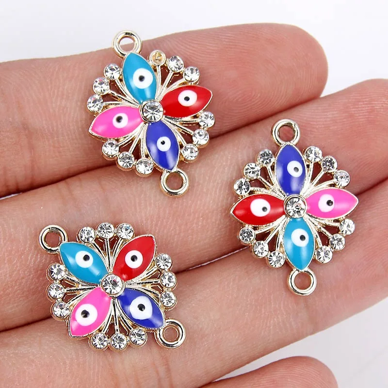 TJP 10pcs Gold Colorful Enamel Eyes Flowers Connectors Charms Pendants for Bracelets DIY Jewelry Making Findings 17x23mm
TJP 10pcs Gold Colorful Enamel Eyes Flowers Connectors Charms Pendants for Bracelets DIY Jewelry Making Findings 17x23mm