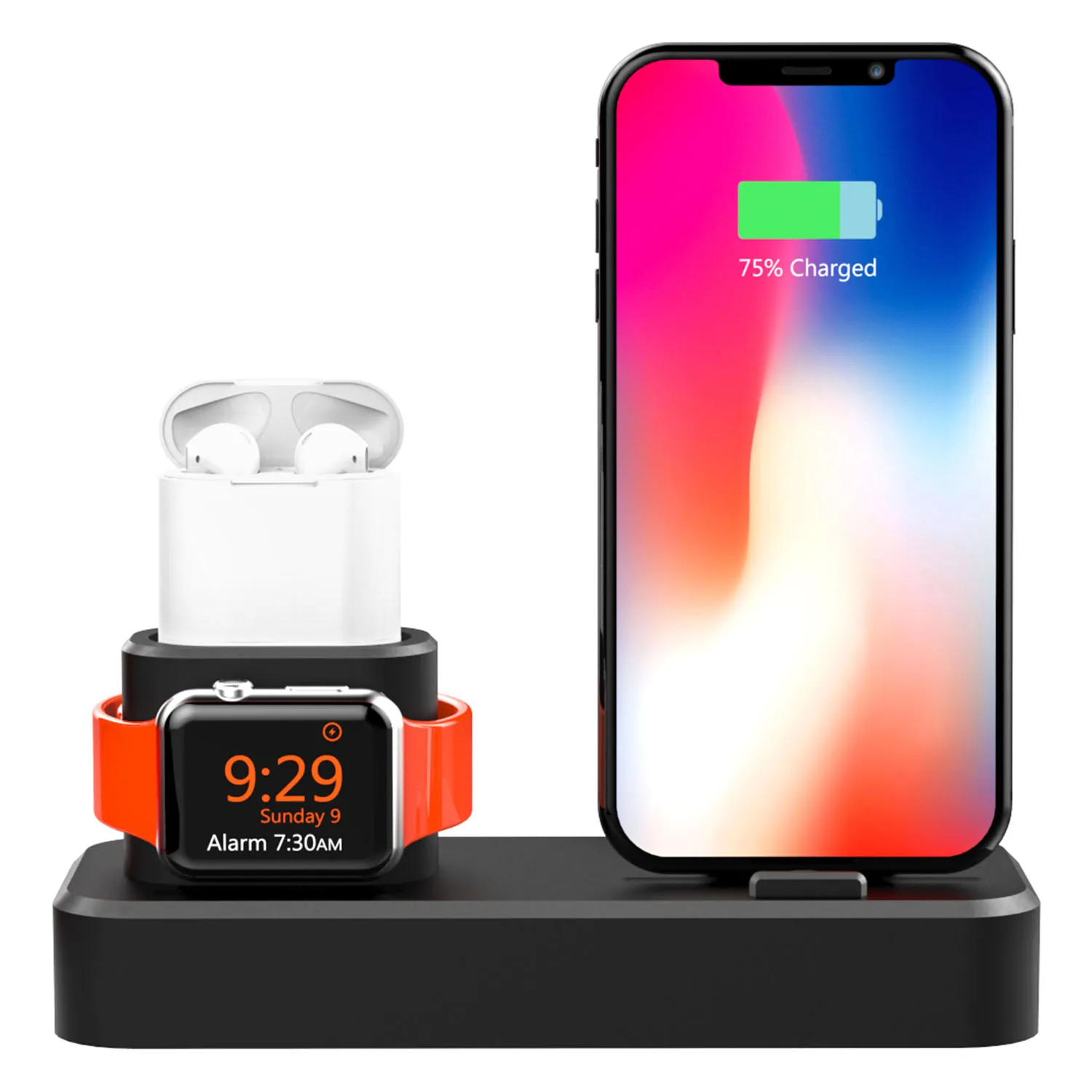 

Besegad 3 in 1 Silicone Gel Charging Holder Dock Station Charger Stand for Apple Watch iWatch AirPods Air Pods iPhone X Xs Max