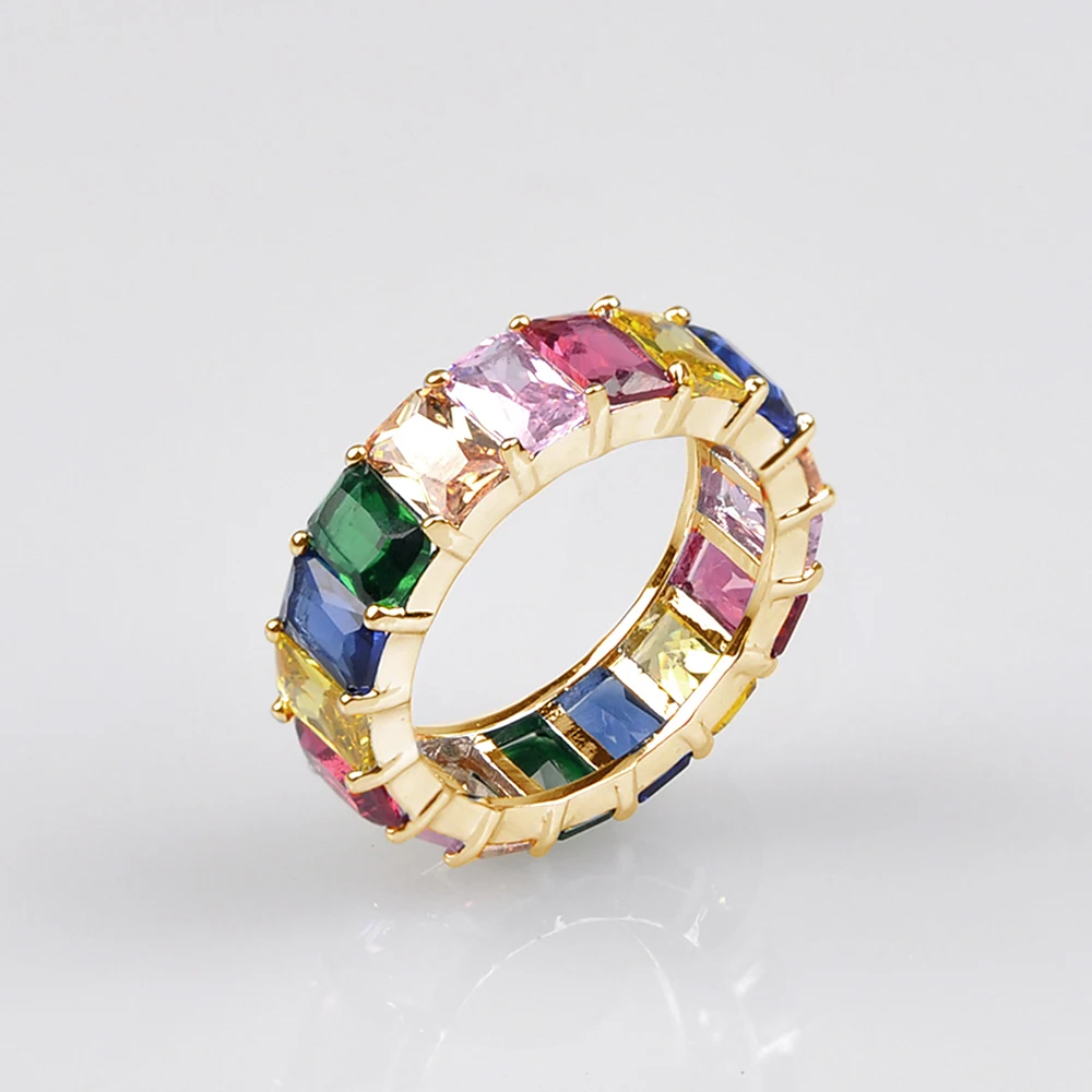 7 Style Dainty Rainbow Ring Colorful Multi Color CZ Eternity Square Baguette Finger Gold Ring Women Females Jewelry Accessory
7 Style Dainty Rainbow Ring Colorful Multi Color CZ Eternity Square Baguette Finger Gold Ring Women Females Jewelry Accessory
