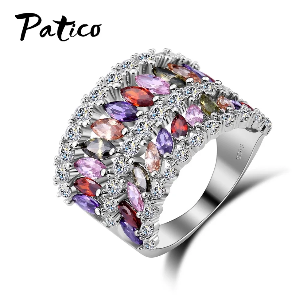 PATICO Hot Sale 925 Sterling Silver Finger Rings Colorful Cubic Zircinia Five Row CZ Wedding Rings For Women Birthday Stone Ring
PATICO Hot Sale 925 Sterling Silver Finger Rings Colorful Cubic Zircinia Five Row CZ Wedding Rings For Women Birthday Stone Ring
