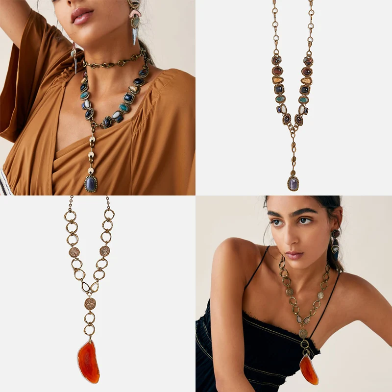 FASHIONSNOOPS Ethnic za Metal Natural Stone Big Pendant Necklace For Women Boho Long Chain Choker Charm Jewelry
FASHIONSNOOPS Ethnic za Metal Natural Stone Big Pendant Necklace For Women Boho Long Chain Choker Charm Jewelry