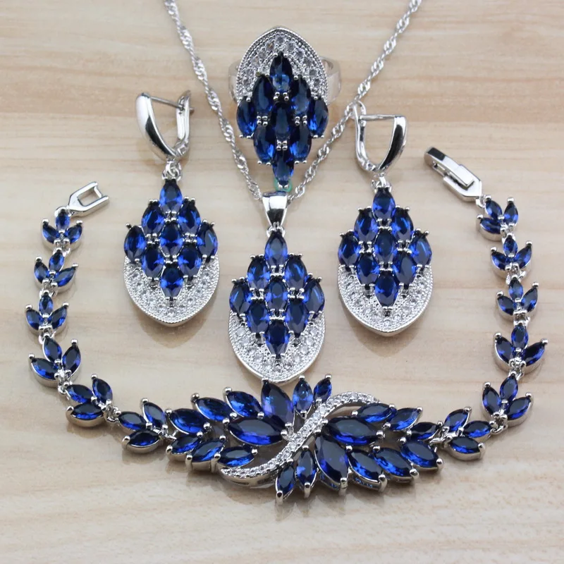 Blue Cubic Zirconia Costume Accessories 925 Sterling Silver Jewelry Sets Earrings/Necklace/Bracelet And Ring For Women Gift
Blue Cubic Zirconia Costume Accessories 925 Sterling Silver Jewelry Sets Earrings/Necklace/Bracelet And Ring For Women Gift