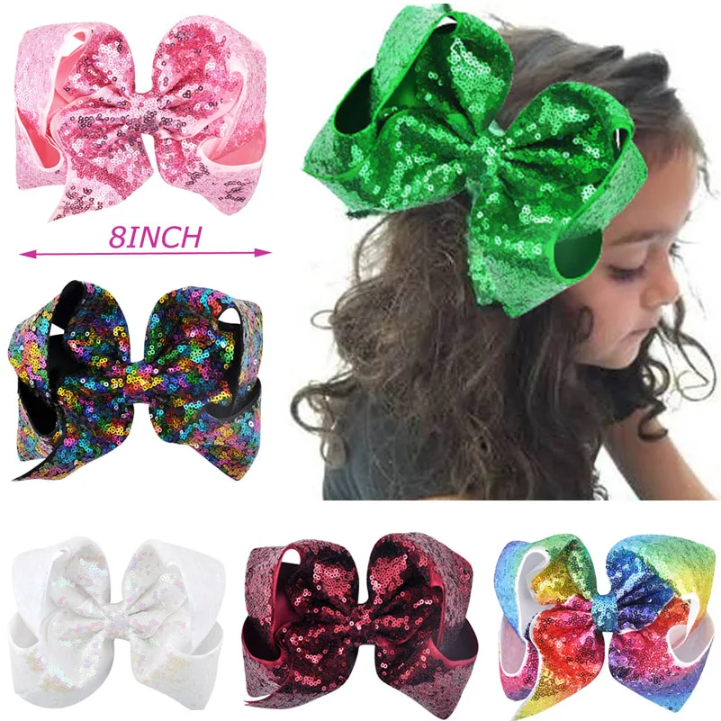 10PC/LOT 8 inch Women Rainbow Large Hair Bow Sequins Ribbon With Alligator Clip Children Headwear Bowknot Girls Hair Accessories
10PC/LOT 8 inch Women Rainbow Large Hair Bow Sequins Ribbon With Alligator Clip Children Headwear Bowknot Girls Hair Accessories
