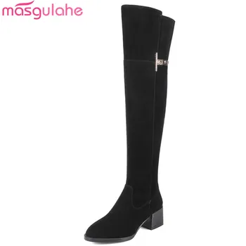 Masgulahe 2017 Cow suede leather boots thick heels over the knee boots for women autumn winter thigh high botas Size 34-43
Masgulahe 2017 Cow suede leather boots thick heels over the knee boots for women autumn winter thigh high botas Size 34-43
