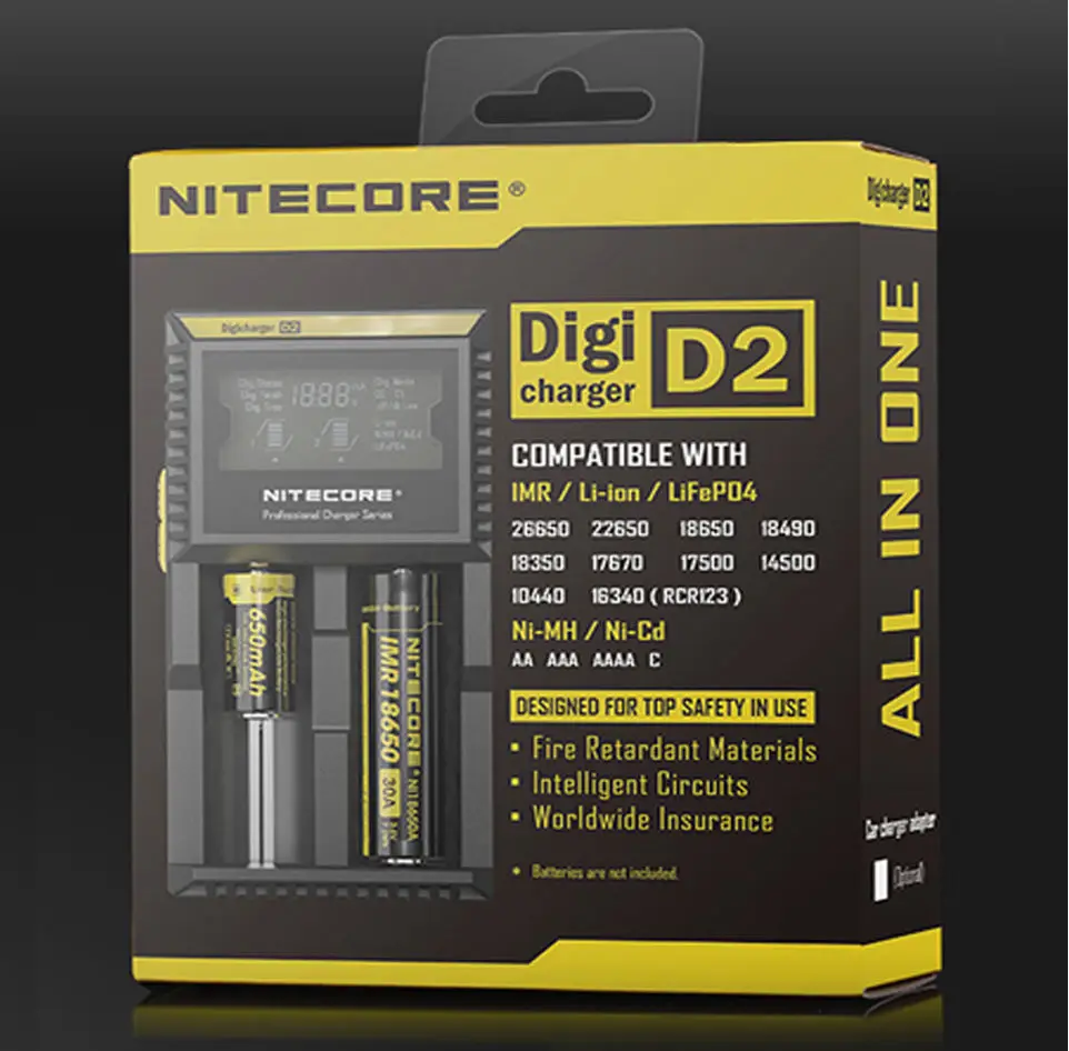 100% Original Nitecore D2 Digicharger Battery Charger LCD Display Nitecore Charger for 26650 18650 18350 16340 14500 10440
100% Original Nitecore D2 Digicharger Battery Charger LCD Display Nitecore Charger for 26650 18650 18350 16340 14500 10440