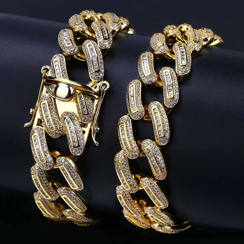 Gold cuban Chain Bracelet Men Fashion Jewelry Gold Color Copper 18mm Bling Flat Link Silver drop shipping
Gold cuban Chain Bracelet Men Fashion Jewelry Gold Color Copper 18mm Bling Flat Link Silver drop shipping