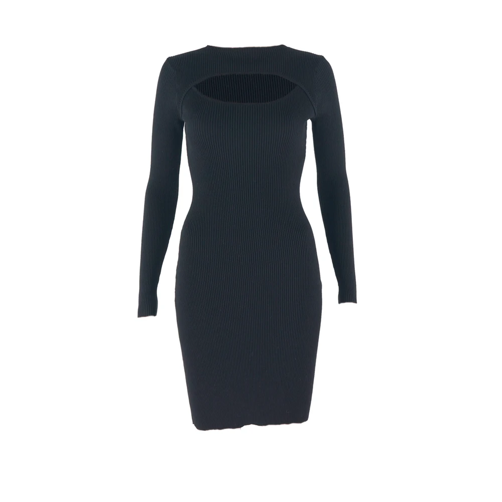Spring Autumn Ribbed Stretch Party Dresses Japanese Women's Sexy Bare Chest Long Sleeve Slim Knit Dress Black Sweater Dress
Spring Autumn Ribbed Stretch Party Dresses Japanese Women's Sexy Bare Chest Long Sleeve Slim Knit Dress Black Sweater Dress