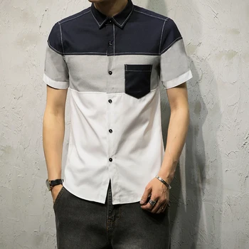 Men Fashion Casual Shirts Slim Fit Korean Male Fashion Solid Color Short Sleeve Stitching Pure Cotton Youth Dress Shirts White 6
Men Fashion Casual Shirts Slim Fit Korean Male Fashion Solid Color Short Sleeve Stitching Pure Cotton Youth Dress Shirts White 6