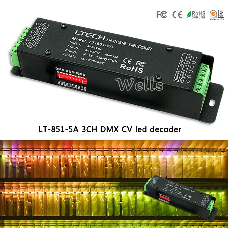 led controller DC5-24V input;5A*3CH output;LT-851-5A 3CH DMX-PWM CV decoder;for led light module strip
led controller DC5-24V input;5A*3CH output;LT-851-5A 3CH DMX-PWM CV decoder;for led light module strip