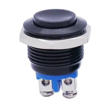 

19mm Waterproof Black Metal Shell Momentary Raised Top Push Button Switch 3A/250V AC SPST 1NO Switch M-19-BK-G