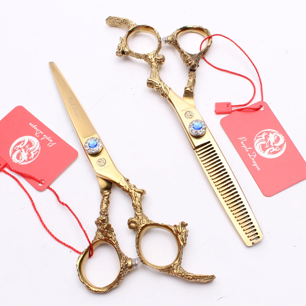 5.5" 16cm 440C Purple Dragon Gold Hairdressing Scissors Cutting Shears Thinning Scissors Professional Human Hair Scissors Z9005
5.5" 16cm 440C Purple Dragon Gold Hairdressing Scissors Cutting Shears Thinning Scissors Professional Human Hair Scissors Z9005