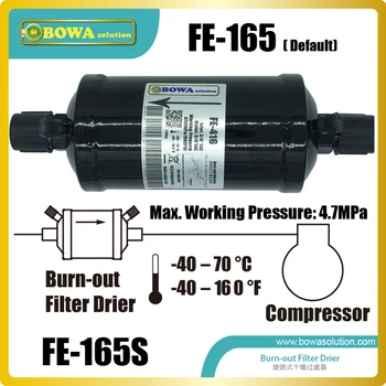 Burn Out Filter Drier is available with flare and solder (pure copper) connections and in sizes 8 to 60 cubic inches
Burn Out Filter Drier is available with flare and solder (pure copper) connections and in sizes 8 to 60 cubic inches