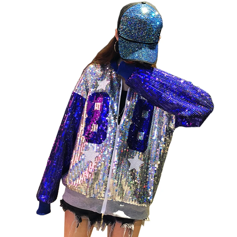 Spring Autumn Women Sequin Coat Green Bomber Jacket Long Sleeve Zipper Streetwear Tunic Loose Casual Basic Lady Outwear 047FD
Spring Autumn Women Sequin Coat Green Bomber Jacket Long Sleeve Zipper Streetwear Tunic Loose Casual Basic Lady Outwear 047FD