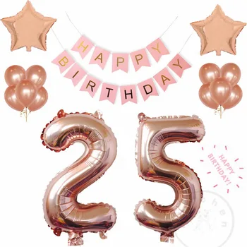 1set Rose Gold Giant Number 25 Balloons Foil Mylar Number Balloons With Pink Happy Birthday Banner Latex Balloons For Anniversar
1set Rose Gold Giant Number 25 Balloons Foil Mylar Number Balloons With Pink Happy Birthday Banner Latex Balloons For Anniversar
