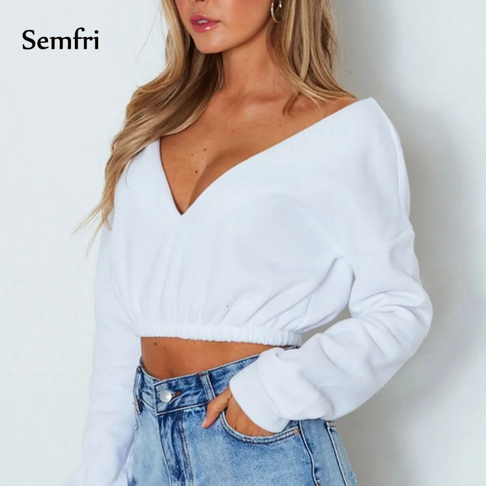 Semfi Crop Top Sweatshirt Sexy Deep V Neck Off Shoulder Top Autumn Crop Long Sleeve Harajuku Streetwear Female Cotton Clothes
Semfi Crop Top Sweatshirt Sexy Deep V Neck Off Shoulder Top Autumn Crop Long Sleeve Harajuku Streetwear Female Cotton Clothes
