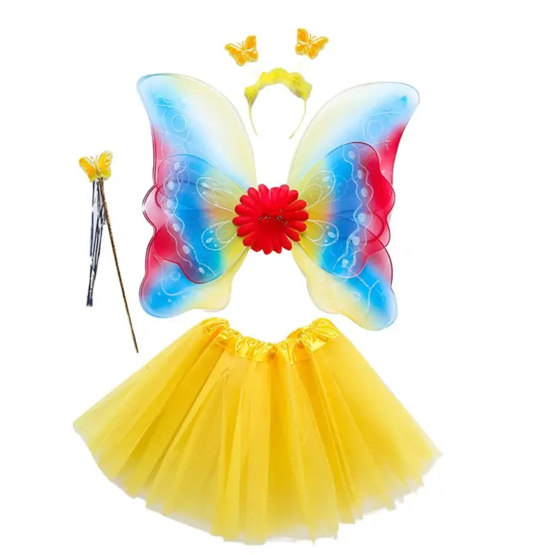 4Pcs Girls Fairy Costume Set Rainbow Butterfly Wings Three Layers Tulle Tutu Skirt Wand Headband Princess Halloween Party 3-8T
4Pcs Girls Fairy Costume Set Rainbow Butterfly Wings Three Layers Tulle Tutu Skirt Wand Headband Princess Halloween Party 3-8T
