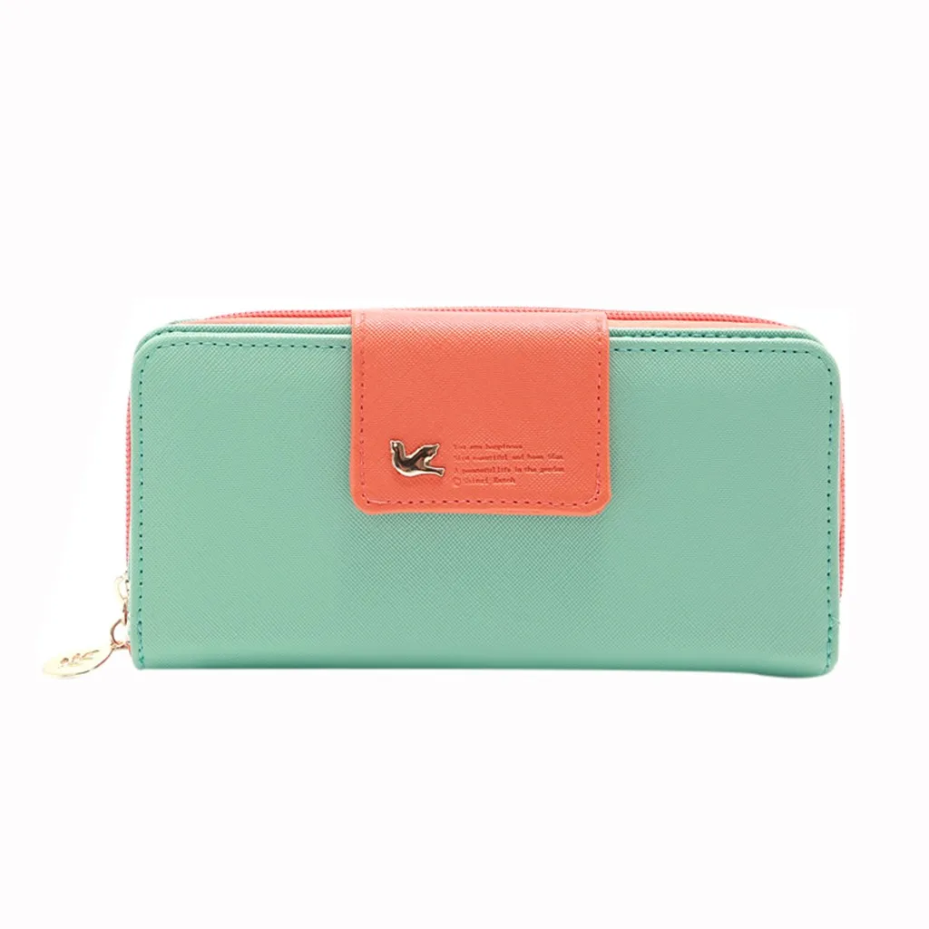 Long Patchwork Women Wallets Fashion Hasp Leather Wallet Girls Fashion Clutch Wallets Long Zip Handbag Casual Office Bags
