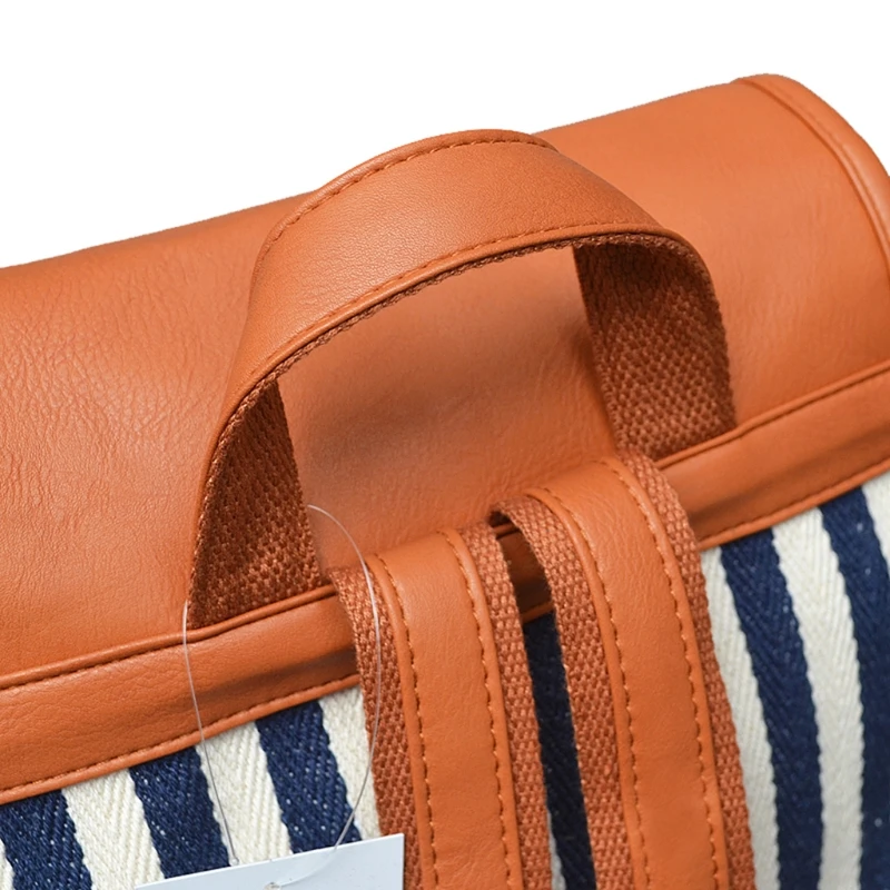 Women Girls Canvas Vintage Striped Rucksack School Bag Backpack Casual Daypack Fashion 7 3TT900155-34