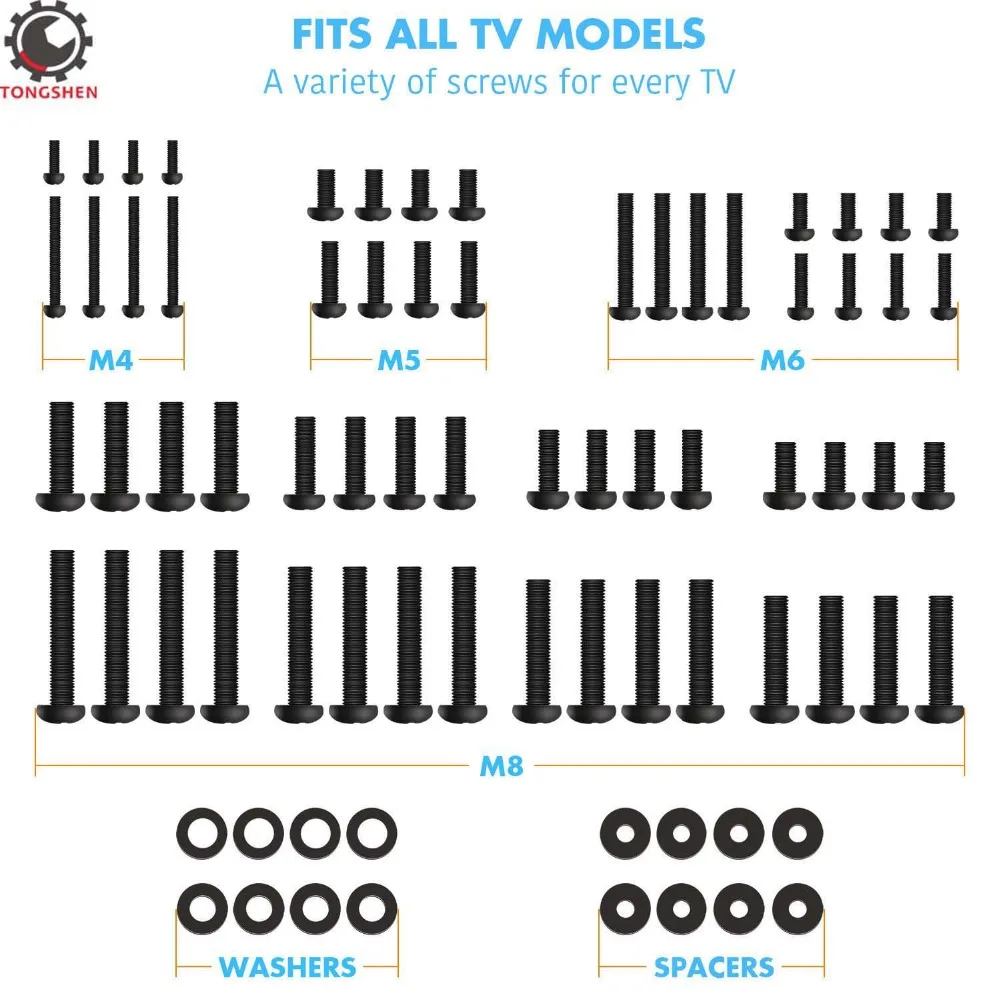 TV Mounting Hardware Kit M4 M5 M6 M8 TV Monitor Screws And Spacer Washers Fit Most TVS Up to 80Inch Wall Mount Bracket Screws
TV Mounting Hardware Kit M4 M5 M6 M8 TV Monitor Screws And Spacer Washers Fit Most TVS Up to 80Inch Wall Mount Bracket Screws