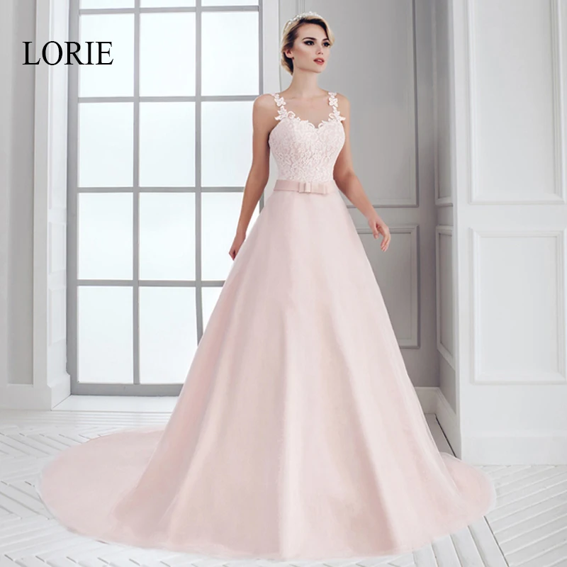 LORIE Lace up Wedding Dresses Lace with Stain add Bow Bridal Dress Spaghetti Straps Sweetheart Backless Pink Wedding Gowns
LORIE Lace up Wedding Dresses Lace with Stain add Bow Bridal Dress Spaghetti Straps Sweetheart Backless Pink Wedding Gowns