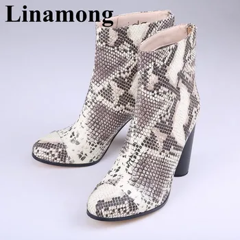 Winter Snakeskin Pattern Plus Velvet Worm Shoes Pointed Toe And Round High Heel Two Colors Fahion Rear Zipper Women Short Boots
Winter Snakeskin Pattern Plus Velvet Worm Shoes Pointed Toe And Round High Heel Two Colors Fahion Rear Zipper Women Short Boots