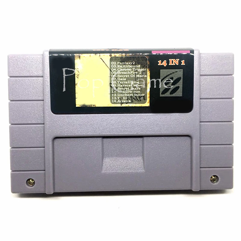 14 in 1 for 16 bit 46 pin Console with Earthbound Chrono Trigger Secret Of Mana Harvest Moon Fantasy 2 for USA Version
14 in 1 for 16 bit 46 pin Console with Earthbound Chrono Trigger Secret Of Mana Harvest Moon Fantasy 2 for USA Version