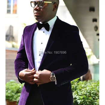 Purple Velvet Wedding Men Suits 2018 Two Piece Jacket Black Pants Peaked Lapel Trim Fit Groom Tuxedos Custom Made Free Tie
Purple Velvet Wedding Men Suits 2018 Two Piece Jacket Black Pants Peaked Lapel Trim Fit Groom Tuxedos Custom Made Free Tie