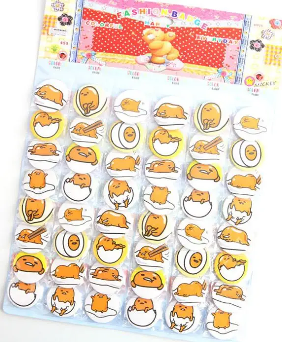 

Free Shipping New 48pcs/set Cartoon gudetama anime eggs Badge Button Pins Party Gifts Diameter 4.5cm
