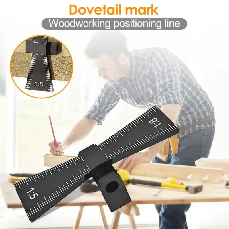Aluminum Alloy Hand Cut Wood Joints Gauge Dovetail Marker Gauge with Scale Template Dovetail Guide Tool For Woodworking
Aluminum Alloy Hand Cut Wood Joints Gauge Dovetail Marker Gauge with Scale Template Dovetail Guide Tool For Woodworking