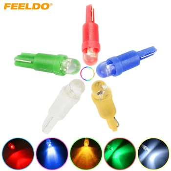 

FEELDO 100Pcs T5 74 2721 Car LED Light Convex 1LED Wedge Base for Dashboards (Gauge bulbs) #AM2185