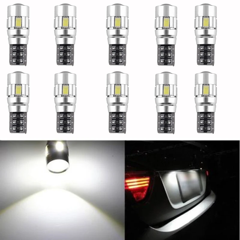 

10 X CANBUS ERROR FREE White 5630 Projector Lens T10 6SMD LED Bulbs W5W 194 168