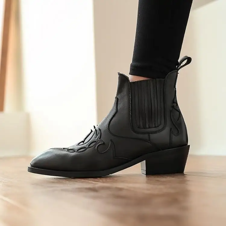 Chic Sewing Fire Winter Boots Women Round Toe Slip On Zapatos De Mujer Middle Chunky Heels Shoes Woman Chelsea Botas Runway
Chic Sewing Fire Winter Boots Women Round Toe Slip On Zapatos De Mujer Middle Chunky Heels Shoes Woman Chelsea Botas Runway