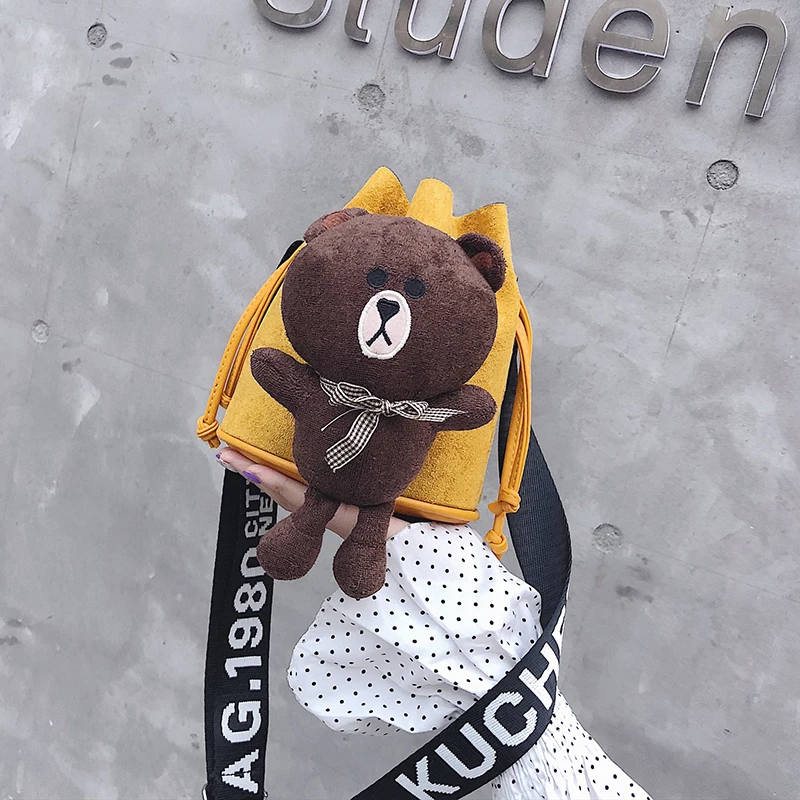 Bags for women Cute small bag female 2019 new student bag brown bear bucket bag sweet texture wild Messenger bag
Bags for women Cute small bag female 2019 new student bag brown bear bucket bag sweet texture wild Messenger bag
